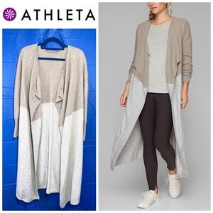 Athleta Women's Two-Tone Cardigan in Tan and Gray